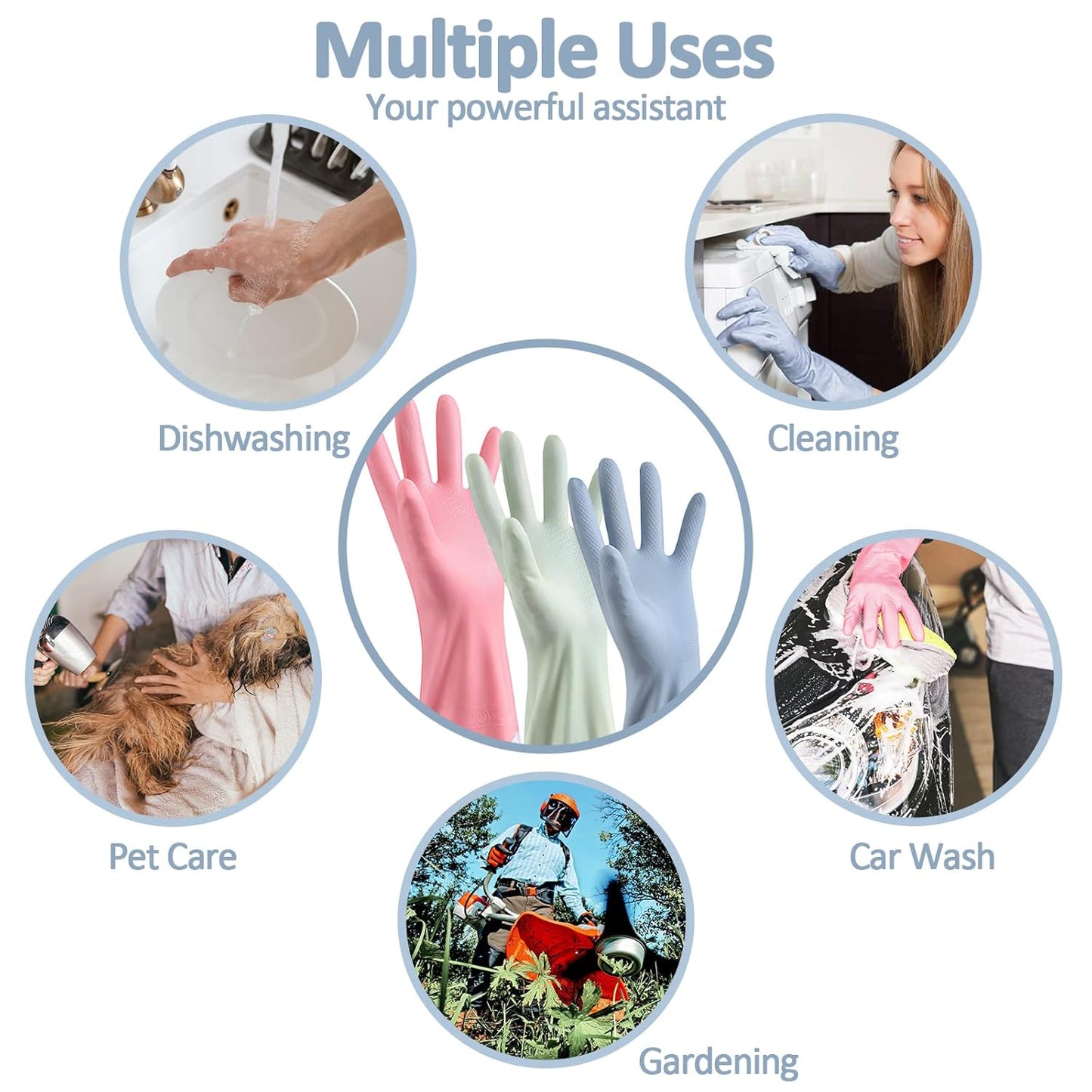 Extra-Long + Anti Slip + Reusable Waterproof Kitchen Gloves