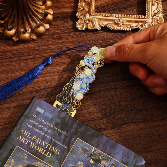 Abstract Cutout Metal Hand Painted Bookmark - Van Gogh Collection